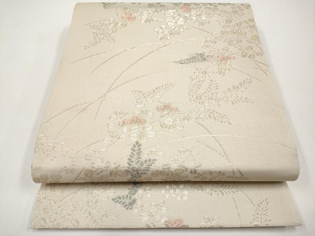 平和屋着物＊夏物　六通柄袋帯　枝葉文　金糸　正絹　逸品　CABI8445tx