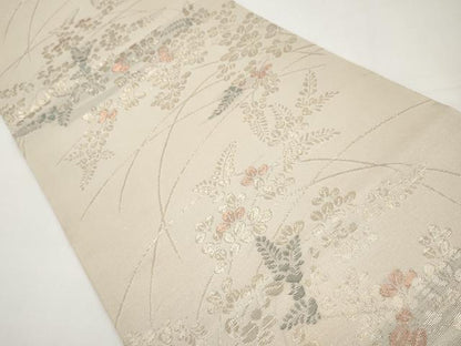 平和屋着物＊夏物　六通柄袋帯　枝葉文　金糸　正絹　逸品　CABI8445tx