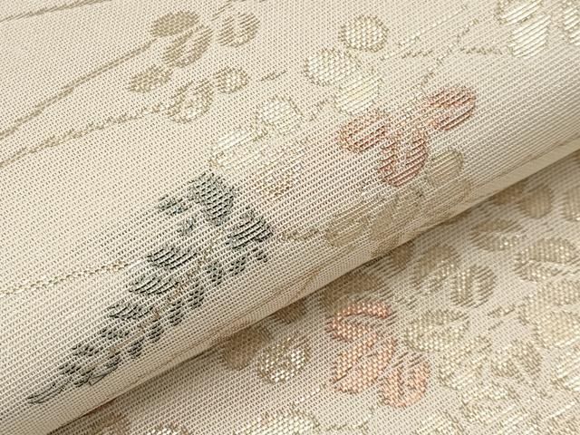平和屋着物＊夏物　六通柄袋帯　枝葉文　金糸　正絹　逸品　CABI8445tx