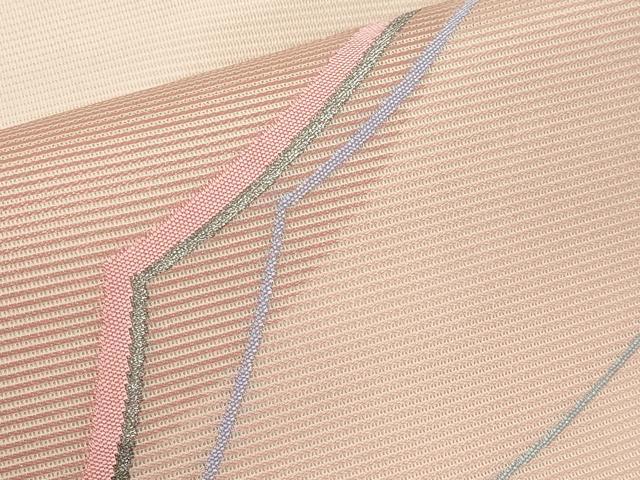 平和屋着物＊夏物　九寸名古屋帯　抽象文　銀糸　正絹　逸品　CABI8461tx