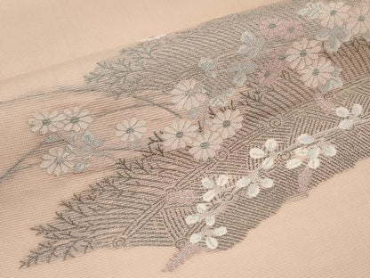平和屋着物＊夏物　九寸名古屋帯　枝花文　正絹　逸品　CABI8464tx