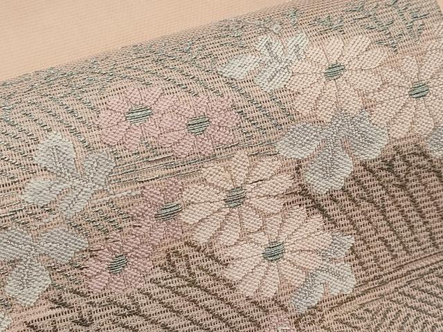 平和屋着物＊夏物　九寸名古屋帯　枝花文　正絹　逸品　CABI8464tx