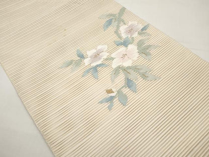 平和屋着物＊夏物　八寸名古屋帯　絽綴れ　枝花文　金糸　正絹　逸品　CABI8465tx