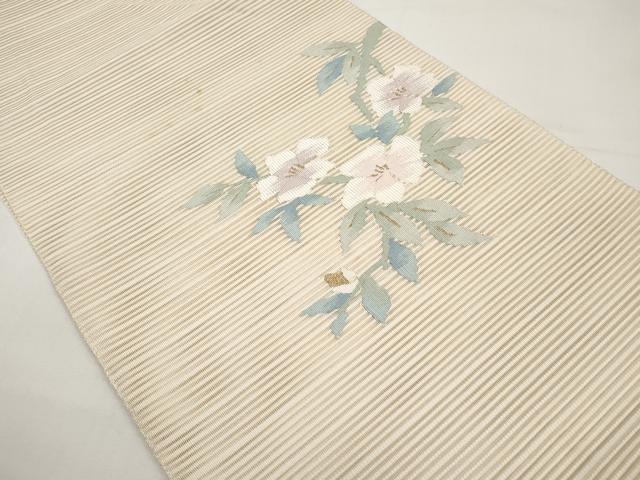 平和屋着物＊夏物　八寸名古屋帯　絽綴れ　枝花文　金糸　正絹　逸品　CABI8465tx