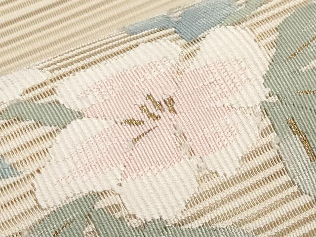 平和屋着物＊夏物　八寸名古屋帯　絽綴れ　枝花文　金糸　正絹　逸品　CABI8465tx