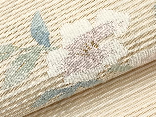 平和屋着物＊夏物　八寸名古屋帯　絽綴れ　枝花文　金糸　正絹　逸品　CABI8465tx