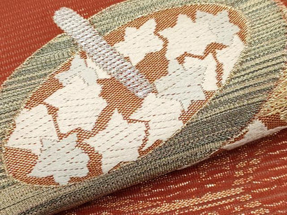 平和屋着物＊夏物　九寸名古屋帯　唐織　独楽　金銀糸　正絹　逸品　CABI8468tx
