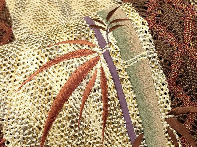 平和屋着物＊夏物　八寸名古屋帯　組織　刺繍　笹竹文　金糸　やまと誂製　正絹　逸品　CABI8470tx