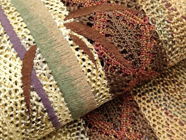 平和屋着物＊夏物　八寸名古屋帯　組織　刺繍　笹竹文　金糸　やまと誂製　正絹　逸品　CABI8470tx