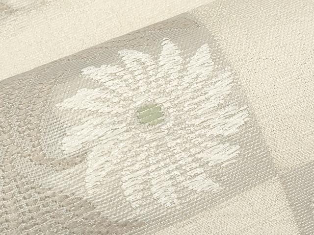 平和屋着物＊夏物　六通柄袋帯　色紙枝花文　銀糸　正絹　逸品　CABI8471tx