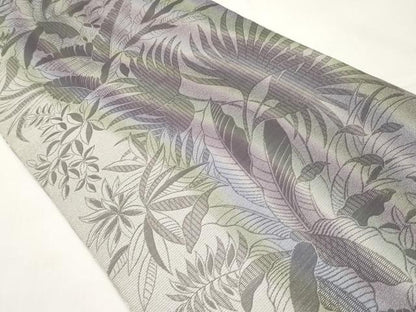 平和屋着物▽両面　全通柄袋帯　スリーシーズン　春夏秋　洋花文　銀糸　正絹　逸品　CABI8473tx