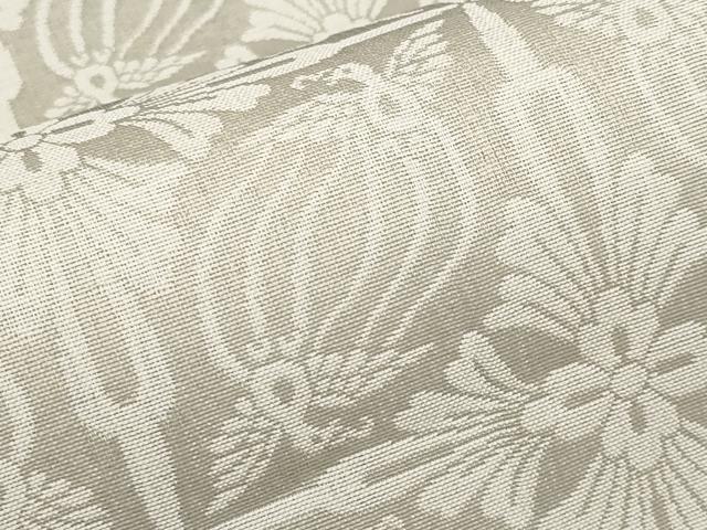 平和屋着物▽両面　全通柄袋帯　スリーシーズン　春夏秋　洋花文　銀糸　正絹　逸品　CABI8473tx