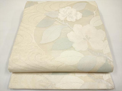平和屋着物＊夏物　六通柄袋帯　流水枝花文　銀糸　正絹　逸品　CABI8475tx