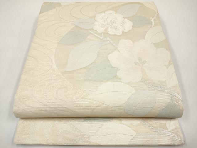 平和屋着物＊夏物　六通柄袋帯　流水枝花文　銀糸　正絹　逸品　CABI8475tx