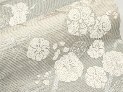 平和屋着物＊夏物　六通柄袋帯　唐織　枝梅文　銀糸　正絹　逸品　CABI8480tx