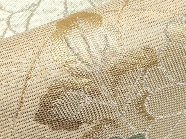 平和屋着物＊夏物　六通柄袋帯　枝菊文　金銀糸　正絹　逸品　CABI8486tx