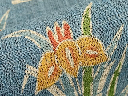 平和屋着物＊夏物　全通柄　九寸名古屋帯　紬地　型染め　杜若　正絹　逸品　CABI8491tx