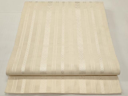 平和屋着物＊夏物　本場筑前博多織　八寸名古屋帯　紗献上　練色　正絹　逸品　CABI8500tx