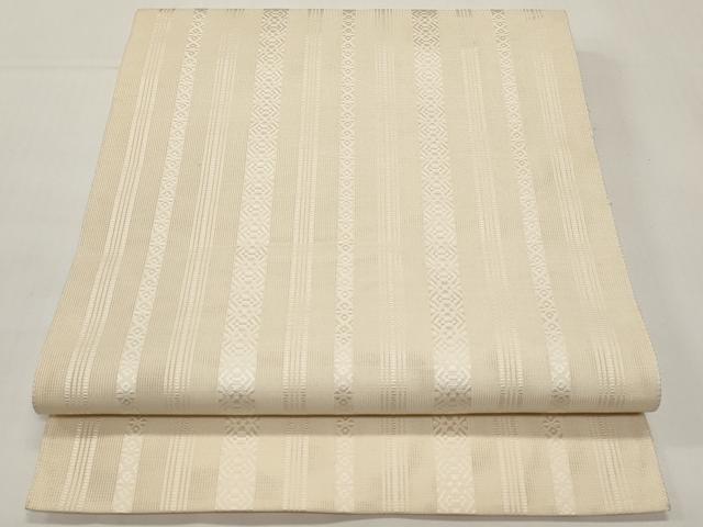平和屋着物＊夏物　本場筑前博多織　八寸名古屋帯　紗献上　練色　正絹　逸品　CABI8500tx