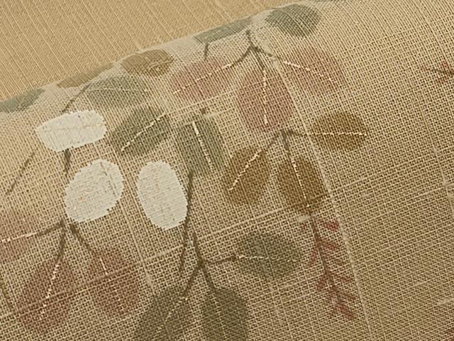 平和屋着物＊夏物　九寸名古屋帯　手描き　萩文　金彩　正絹　逸品　CABI8507tx
