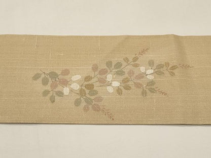 平和屋着物＊夏物　九寸名古屋帯　手描き　萩文　金彩　正絹　逸品　CABI8507tx