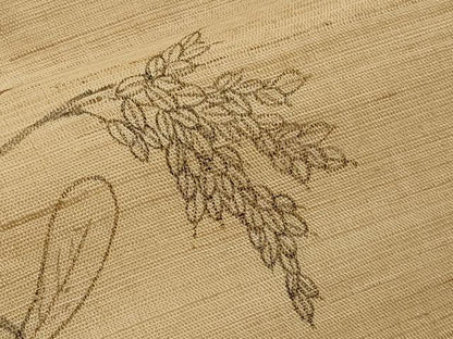 平和屋着物＊夏物　九寸名古屋帯　手描き　絵馬　稲穂　麻　逸品　CABI8510tx