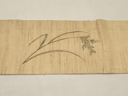 平和屋着物＊夏物　九寸名古屋帯　手描き　絵馬　稲穂　麻　逸品　CABI8510tx