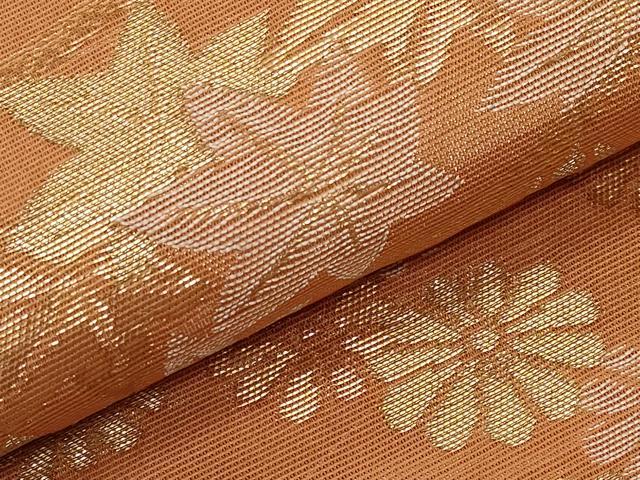 平和屋着物＊夏物　六通柄袋帯　流水草花文　金糸　正絹　逸品　CABI8515tx