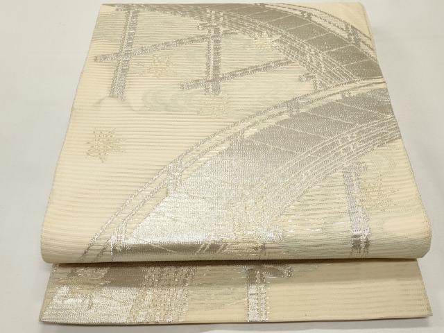 平和屋着物＊夏物　六通柄袋帯　渡り橋舞葉文　金銀糸　正絹　逸品　CABI8519tx