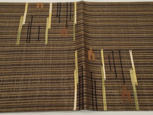 平和屋着物＊夏物　太鼓柄袋帯　すくい織　横段文　正絹　逸品　未使用　CABI8520tx