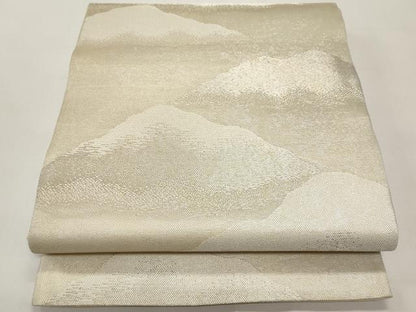 平和屋着物＊夏物　六通柄袋帯　遠山文　銀糸　正絹　逸品　CABI8522tx