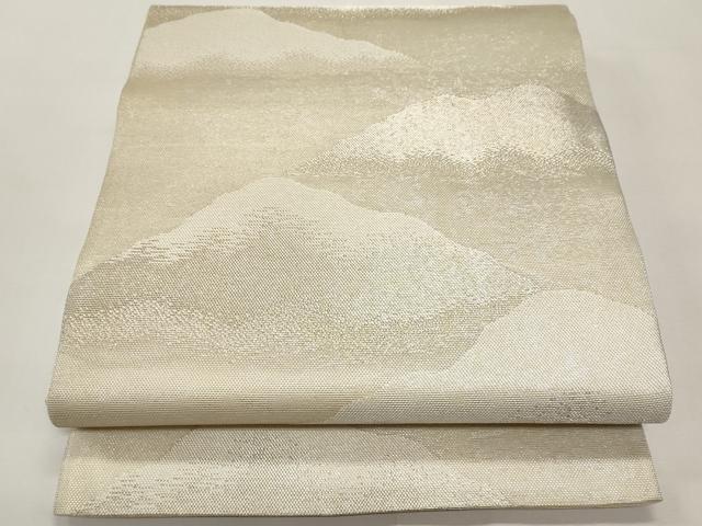 平和屋着物＊夏物　六通柄袋帯　遠山文　銀糸　正絹　逸品　CABI8522tx