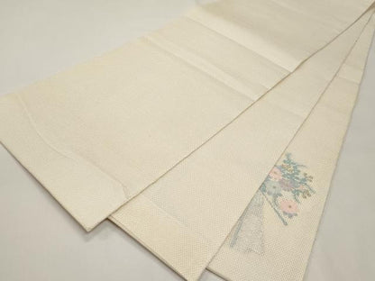 平和屋着物＊夏物　太鼓柄袋帯　扇面草花文　金糸　正絹　逸品　未使用　CABI8524tx