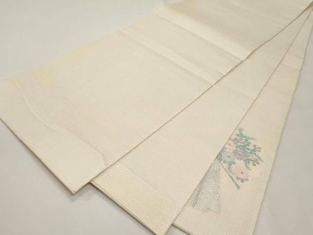 平和屋着物＊夏物　太鼓柄袋帯　扇面草花文　金糸　正絹　逸品　未使用　CABI8524tx