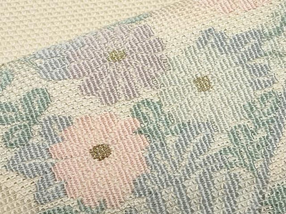 平和屋着物＊夏物　太鼓柄袋帯　扇面草花文　金糸　正絹　逸品　未使用　CABI8524tx