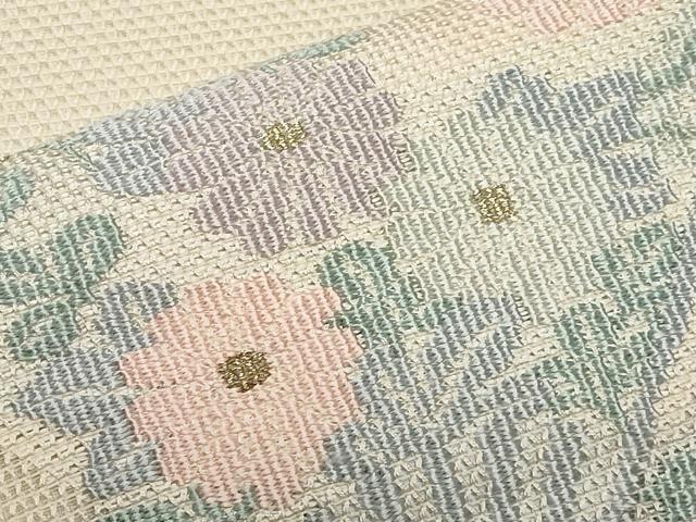 平和屋着物＊夏物　太鼓柄袋帯　扇面草花文　金糸　正絹　逸品　未使用　CABI8524tx