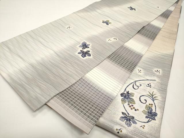 平和屋着物＊夏物　BANKANわものや　両面　両方向　全通柄袋帯　葡萄蔦の葉文　金彩　正絹　逸品　CABI8527tx