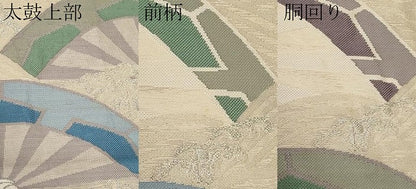 平和屋着物＊夏物　全通柄　本袋帯　片輪車　銀糸　正絹　逸品　CABI8530tx