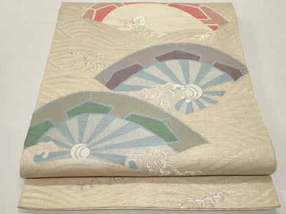 平和屋着物＊夏物　全通柄　本袋帯　片輪車　銀糸　正絹　逸品　CABI8530tx