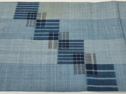 平和屋着物＊夏物　太鼓柄　京袋帯　色紙重ね文　麻　逸品　CABI8532tx