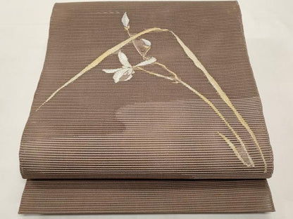 平和屋着物＊夏物　八寸名古屋帯　絽綴れ　霞草花文　金銀糸　正絹　逸品　CABI8535tx
