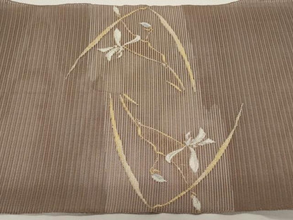平和屋着物＊夏物　八寸名古屋帯　絽綴れ　霞草花文　金銀糸　正絹　逸品　CABI8535tx
