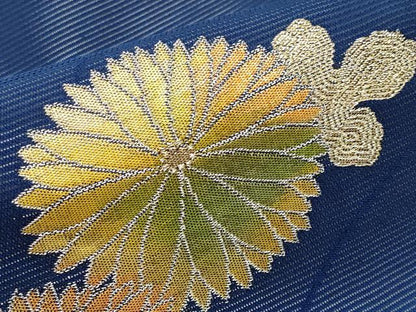 平和屋着物＊夏物　九寸名古屋帯　枝菊文　金糸　正絹　逸品　未使用　CABI8537tx
