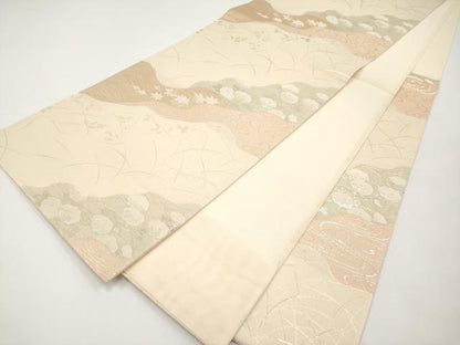平和屋着物＊夏物　六通柄袋帯　道長草花文　金糸　正絹　逸品　CABI8542tx