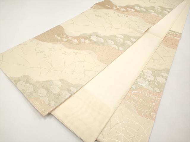 平和屋着物＊夏物　六通柄袋帯　道長草花文　金糸　正絹　逸品　CABI8542tx