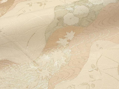 平和屋着物＊夏物　六通柄袋帯　道長草花文　金糸　正絹　逸品　CABI8542tx