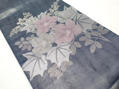 平和屋着物＊夏物　太鼓柄袋帯　草花文　金銀糸　正絹　逸品　CABI8544tx