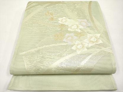 平和屋着物＊夏物　六通柄袋帯　草花文　金糸　正絹　逸品　未使用　CABI8550tx