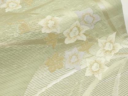 平和屋着物＊夏物　六通柄袋帯　草花文　金糸　正絹　逸品　未使用　CABI8550tx