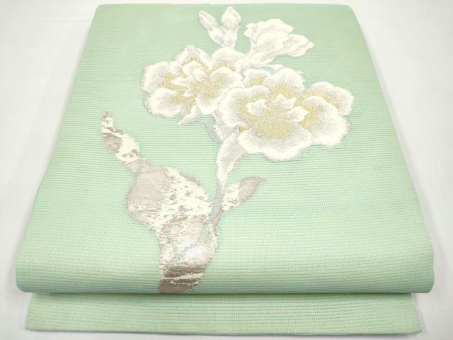平和屋着物＊夏物　九寸開き名古屋帯　草花文　金銀糸　正絹　逸品　CABI8551tx